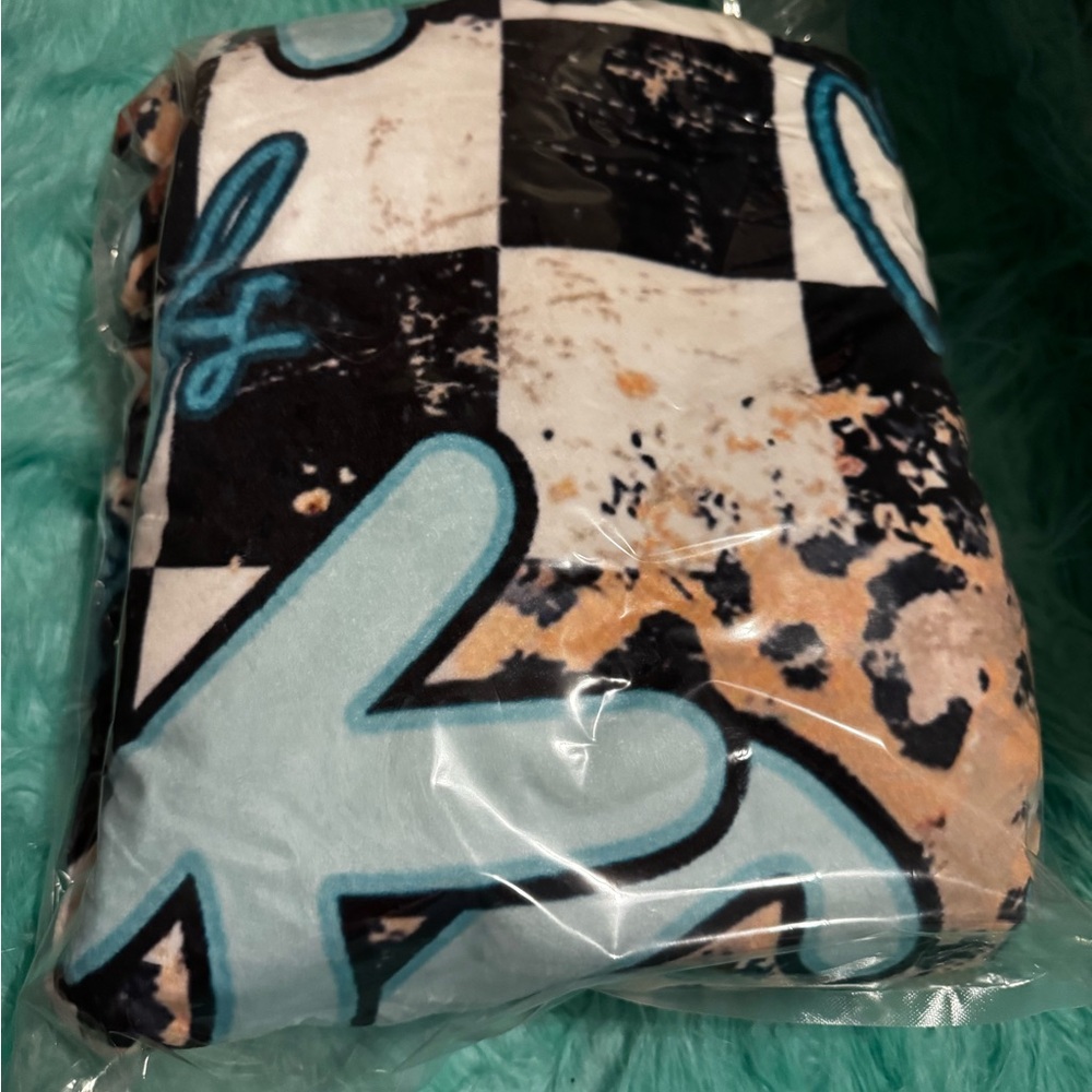 Checkered Blanket with Abstract Design
